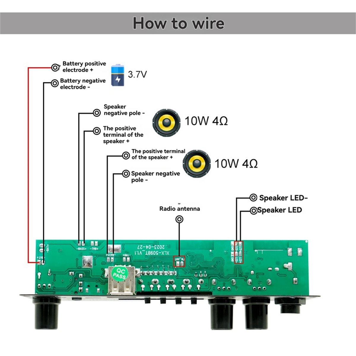 Home Theater Speaker - update. 2X10W 3.7V Versterker Board Square
