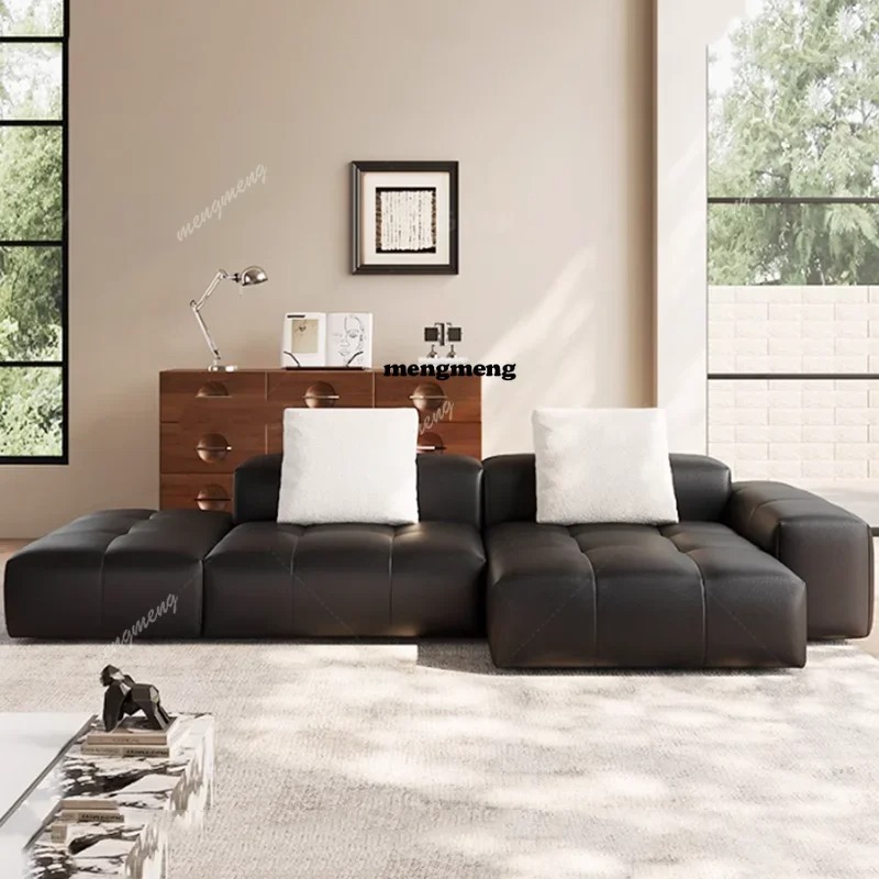 Home Cinema Room Design - Nordic lederen gecomprimeerde bank Minimalistische luxe