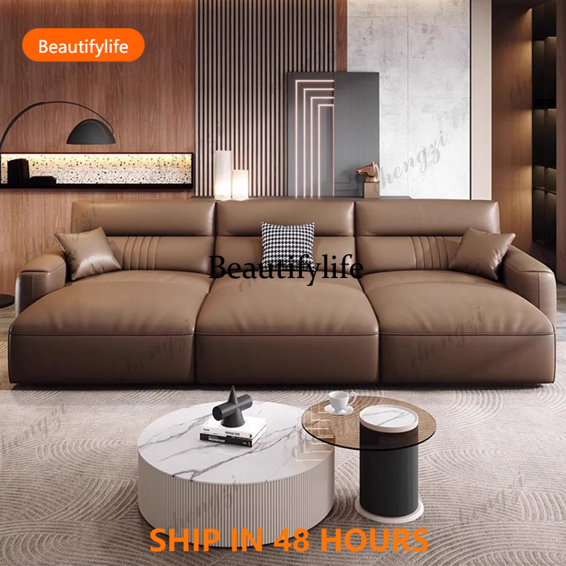 Home Cinema Room Design - 03 A68 Echt lederen woonkamerbank Uitschuifbaar