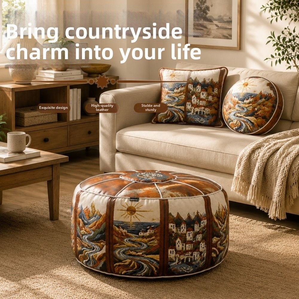 Recliner Sofa Cover - Nieuwe Boho-patroon Ottomaanse poef van PU-leer,