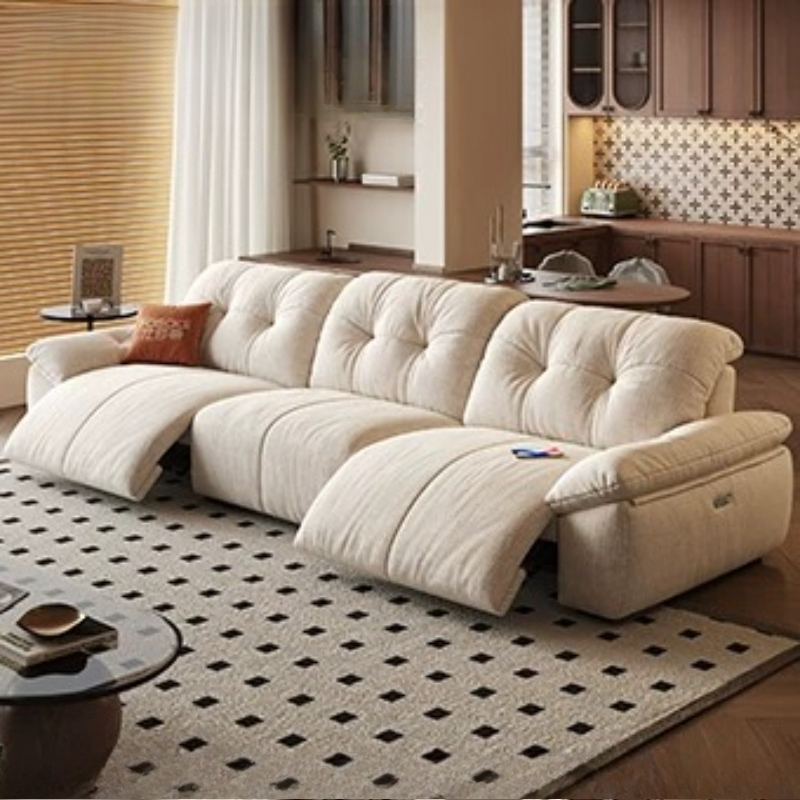Home Cinema Room Design - Witte moderne bank, elektrisch verstelbare slaapbank,
